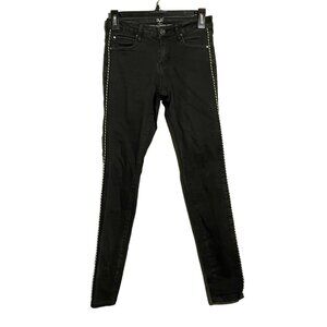 Versace Italy V1969 Sportivo Skinny Jeans Women Size 25/0 Black Striped Designer